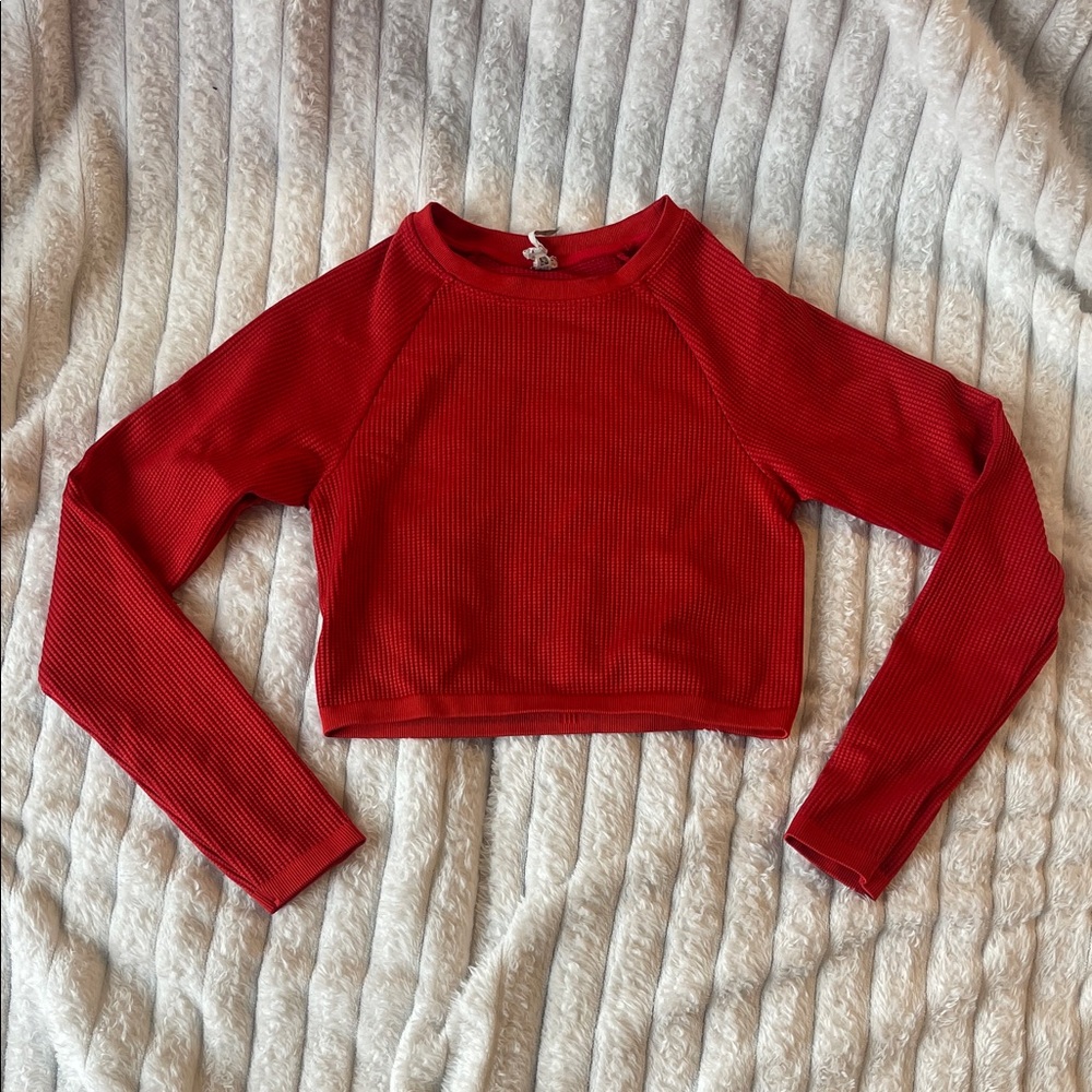 Red Long Sleeve Athletic Crop Top from Offline by Aerie